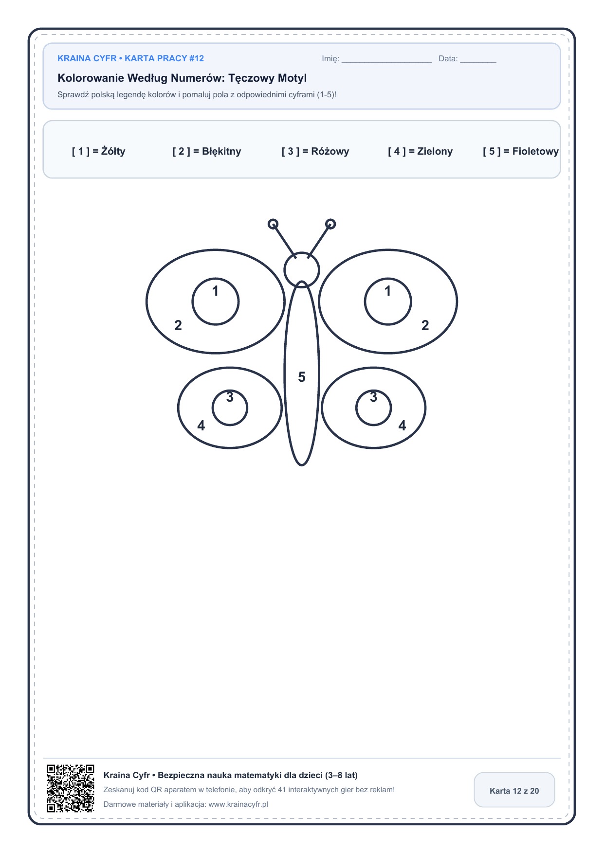 Kolorowanie Według Numerów: Tęczowy Motyl