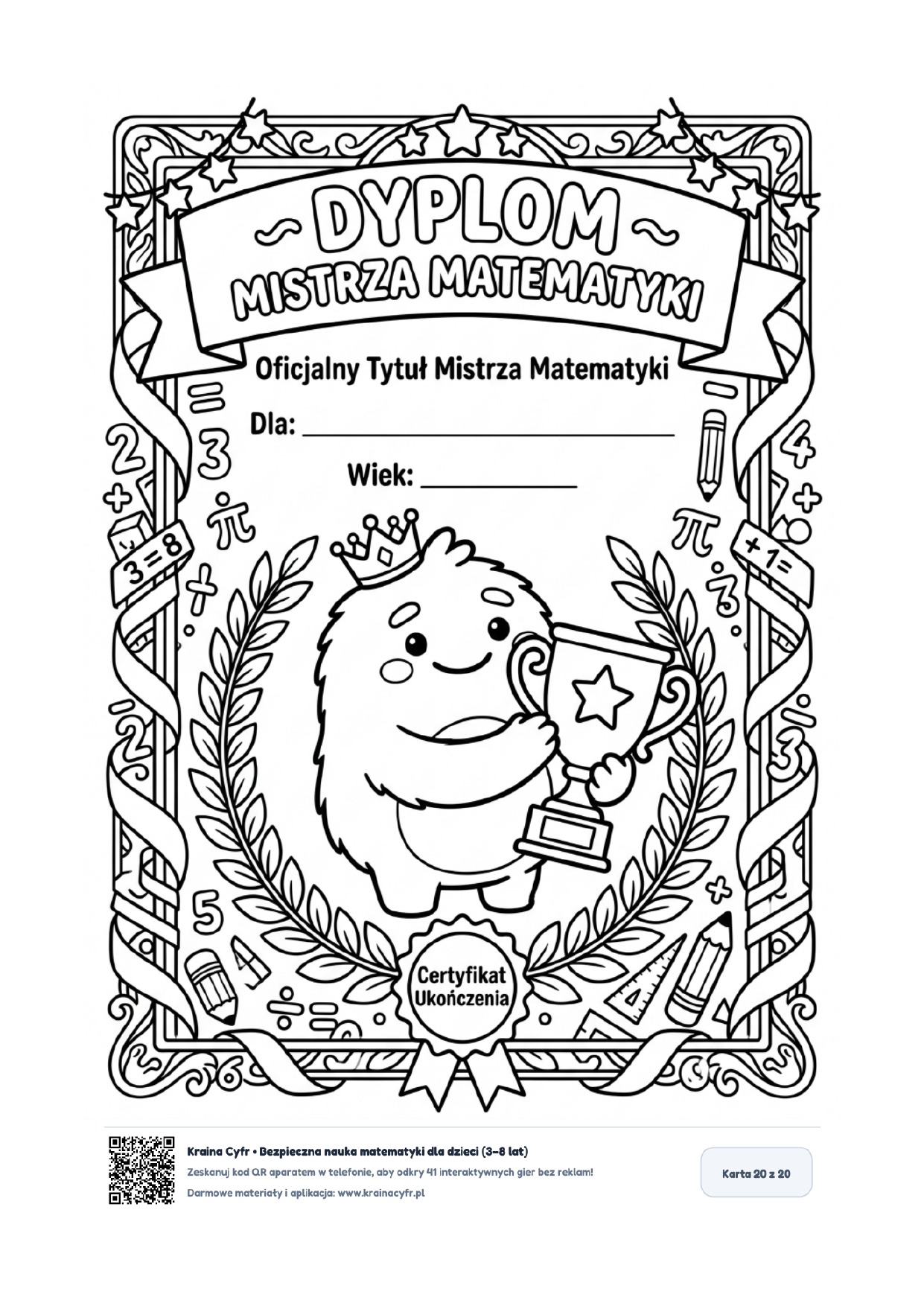 Wielki Dyplom Małego Mistrza Matematyki Krainy Cyfr