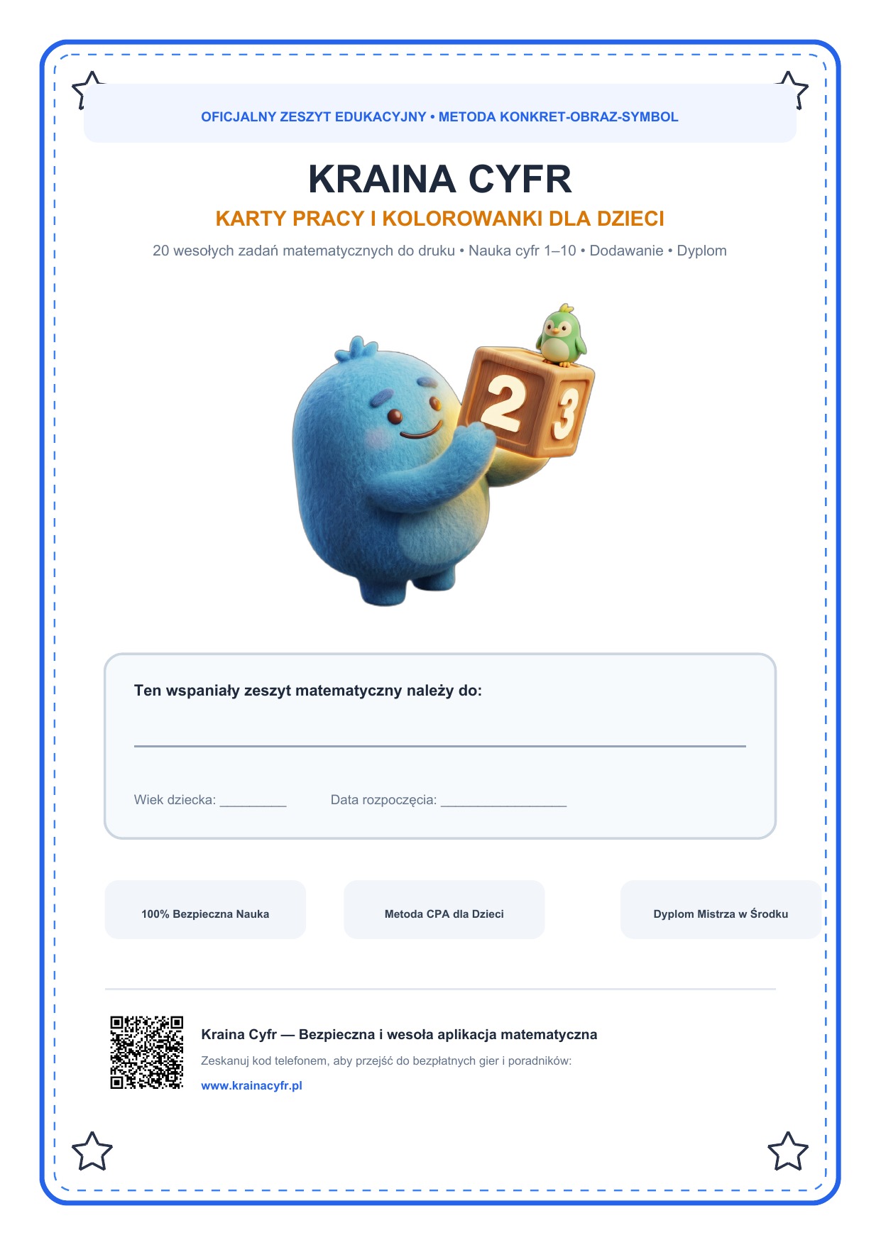 Zeszyt Kart Pracy Kraina Cyfr - Podgląd wydruku na biurku